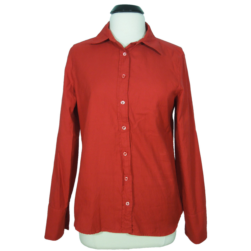 J.CREW Shirt 10 Laura Femme Fit Red Cotton Button Front - Picture 1 of 7